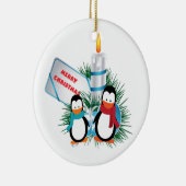 kersttaarpinguïns en aangepaste kaars-siervoorwerp keramisch ornament (Rechts)