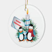 kersttaarpinguïns en aangepaste kaars-siervoorwerp keramisch ornament (Links)