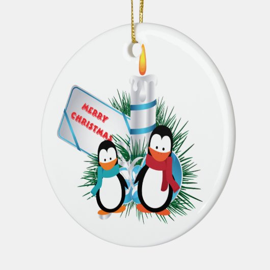 kersttaarpinguïns en aangepaste kaars-siervoorwerp keramisch ornament (Links)
