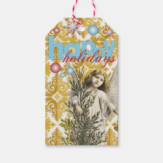 kersttaart Prettige feestdagen Angel Cadeaulabel (Voorkant)