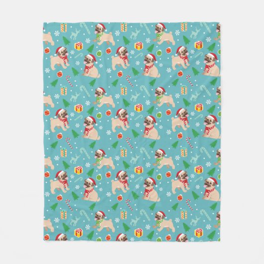 kersttaartpug Fleece Blanket Deken (Voorkant)