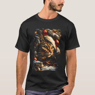 Kersttabbykat met kerstmuts Festieve Winter T-shirt