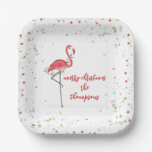 kersttactische Flamingo String Lights Papieren Bordje (Voorkant)