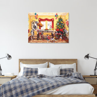 Kersttafel en Harlekijn Dogues Canvas Afdruk