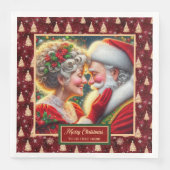 Kersttafel servetten rood goud groen ontwerp (Voorkant)