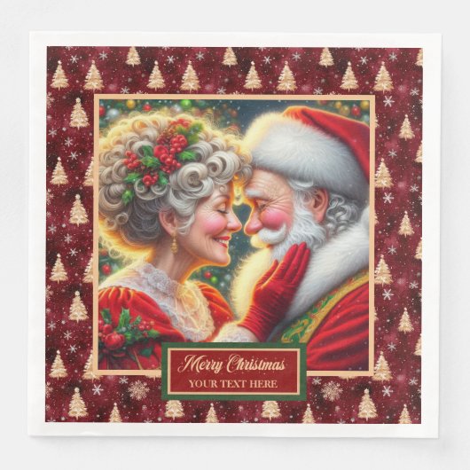 Kersttafel servetten rood goud groen ontwerp (Voorkant)