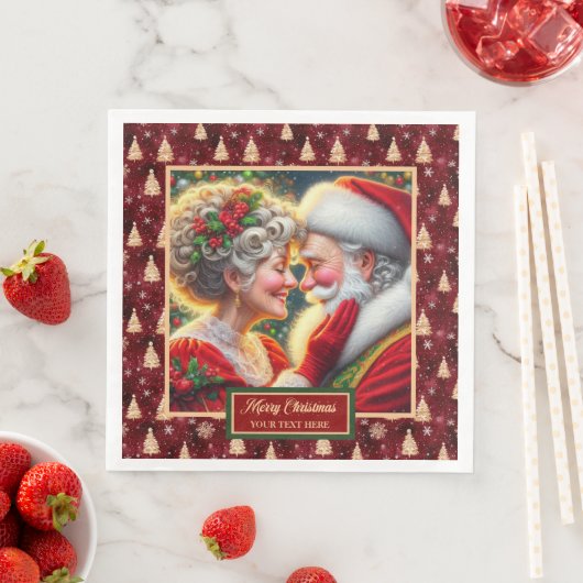 Kersttafel servetten rood goud groen ontwerp (Insitu)