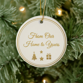 Kersttag in Festive Gold Keramisch Ornament