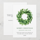 Kersttakkrans met dennen feestdagenkaart (Voorkant / Achterkant)