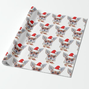 kersttan Chihuahua Santa Hat Cadeaupapier