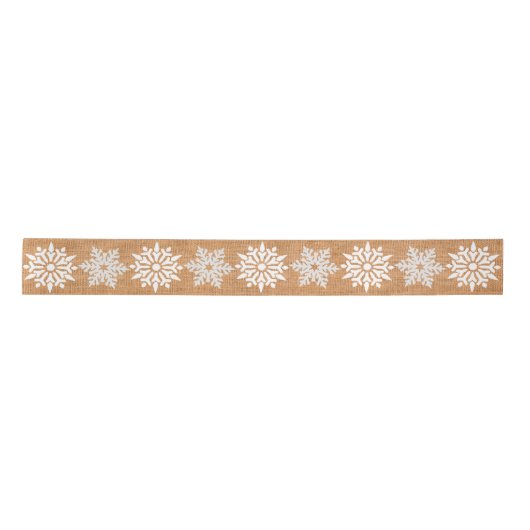 kersttan Faux Burlap met Snowflakes Lint (Voorkant)
