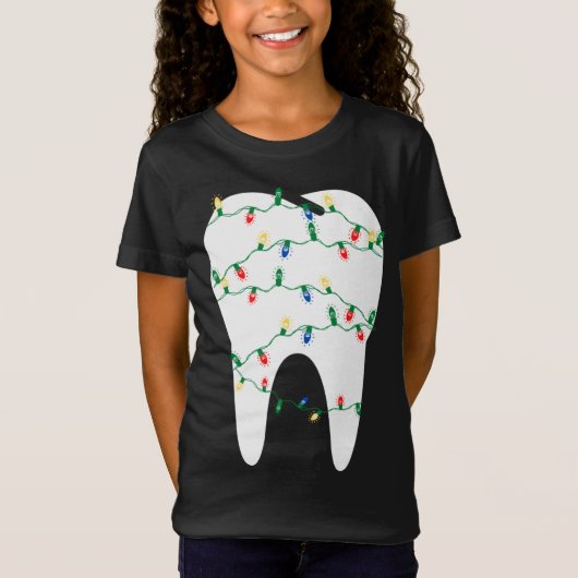 kersttand tand met kerstlicht t-shirt (Voorkant)