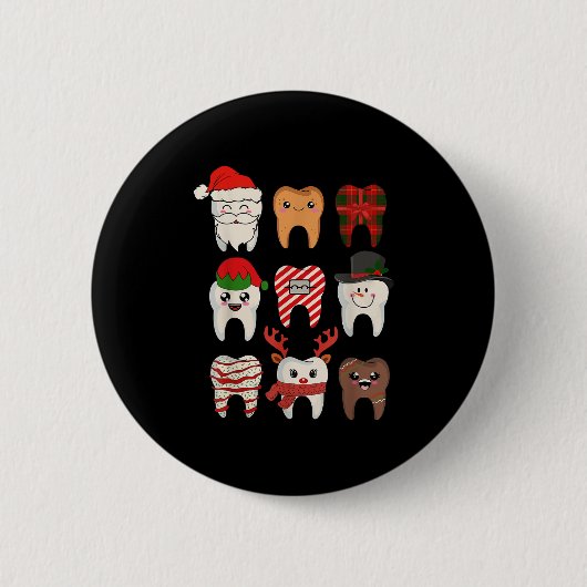 Kersttanden Tandarts Kerstmis Rendier Santa Squad Ronde Button 5,7 Cm (Voorkant)