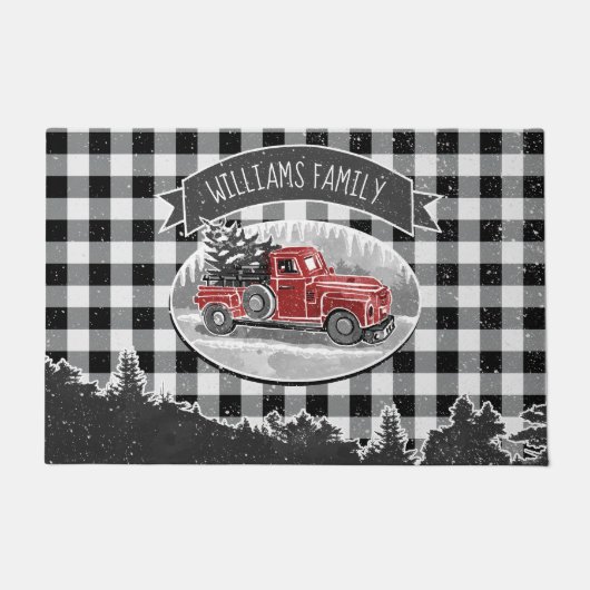  kersttanden Zwarte Buffalo-spelnaam Deurmat (Voorkant)