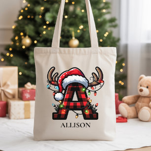 Kersttas met eigen naam als cadeau voor Secret San Tote Bag
