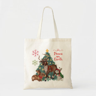 Kersttas met Woodland ANimals Tote Bag