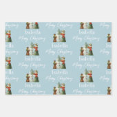 kersttasje Blauwe Naam Inpakpapier Vel (Voorkant 2)