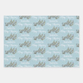 kersttasje Blauwe Naam Inpakpapier Vel (Voorkant)