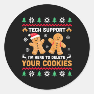 Kersttechnische ondersteuning hier om Cookie Xmas Ronde Sticker