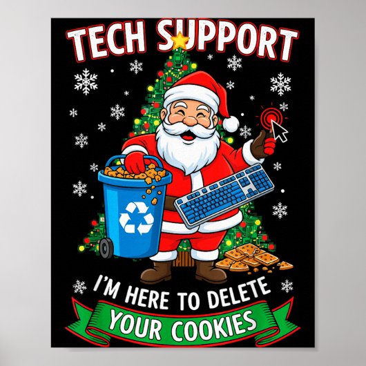 Kersttechondersteuning hier om grappige cookie te poster (Voorkant)