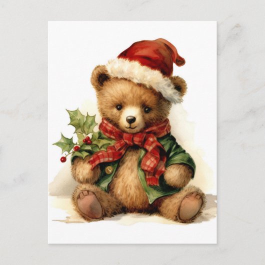 KerstTeddy Bear Briefkaart (Voorkant)