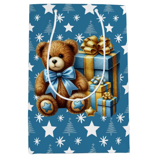 KerstTeddy Bear Medium Cadeauzakje (Voorkant)