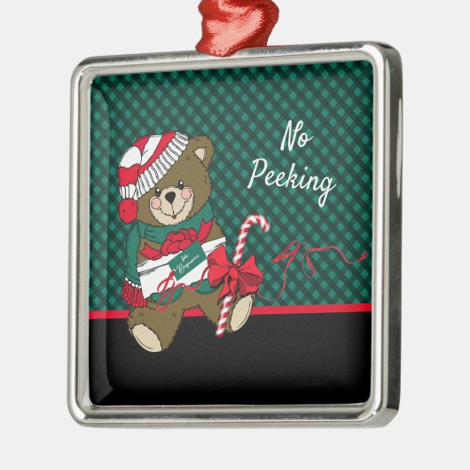 kerstteddy Bear Pset persoonlijk Metalen Ornament (Links)