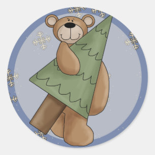 KerstTeddy Bear Ronde Sticker