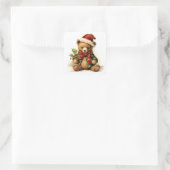 KerstTeddy Bear Vierkante Sticker (Tas)