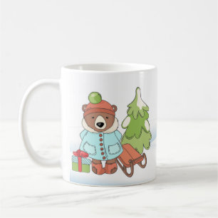 Kerstteddybeer Couple met cadeau Koffiemok