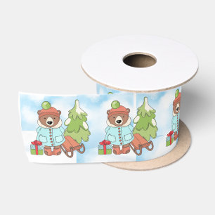 Kerstteddybeer Couple met cadeau Lint