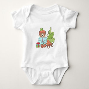 Kerstteddybeer Couple met cadeau Romper