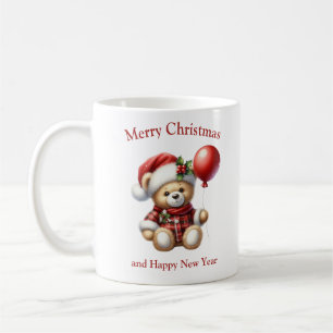 Kerstteddybeer met rode ballon maretak koffiemok