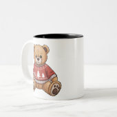 Kerstteddybeer Schattige kerstcadeau Tweekleurige Koffiemok (Voorkant links)