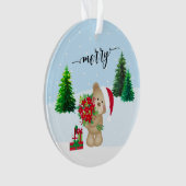 kerstteeddy Bear Flowers en Gifts Ornament (voorkant)