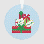 kerstteeddy Bear Flowers en Gifts Ornament (achterkant)