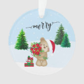 kerstteeddy Bear Flowers en Gifts Ornament (voorkant)