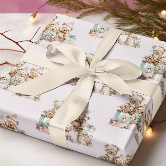 kerstteeddy Bears Verpakkingspapier Cadeaupapier