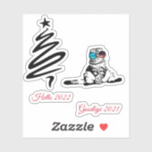 kersttefje met galaxie-bril sticker (Vel)