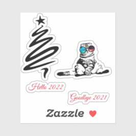 kersttefje met galaxie-bril sticker