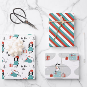 kersttekenfilms inpakpapier vel