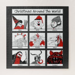 kersttekens rond de wereld legpuzzel
