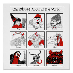 kersttekens rond de wereld perfect poster