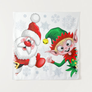 Kersttekens voor kerstmis en kerstmis duimeren op wandkleed