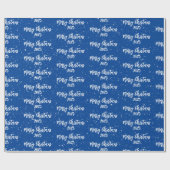 Kersttekst 2025 op blauw cadeaupapier (Vlak)