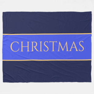 KERSTTEKST Elegante helderblauwe marinestrepen Fleece Deken