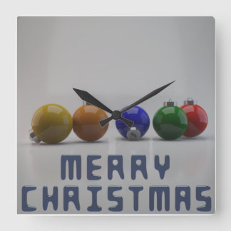 Kersttekst en Ornamenten vierkante wandklok Klok