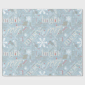 Kersttekst en Snowflake Pattern Blue ID257 Cadeaupapier (Vlak)