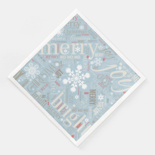 Kersttekst en Snowflake Pattern Blue ID257 Servetten (Hoek)