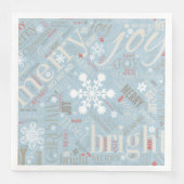 Kersttekst en Snowflake Pattern Blue ID257 Servetten (Voorkant)